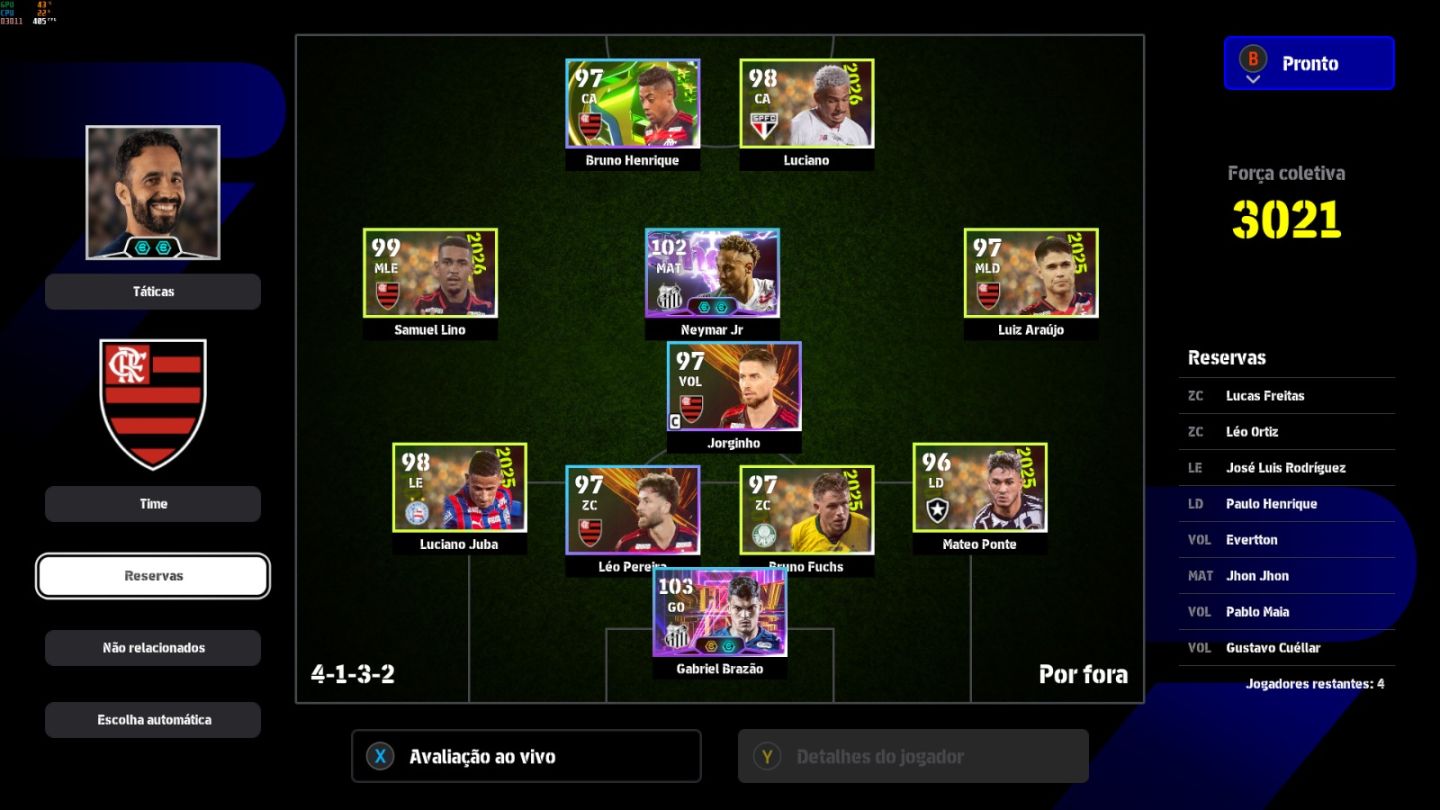 Conta PC Steam Ibrahimovic 110, Buffon 108, Vini Jr 105, Adriano 106 e CIA