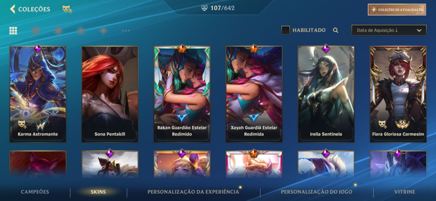 Conta main Evelyn, zoe e ahri com quase todas da seraphine