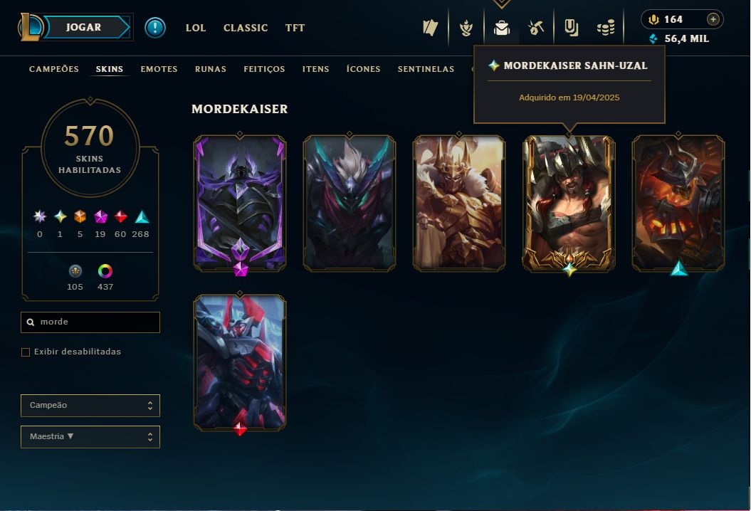 CONTA DO LEAGUE OF LEGENDS/LOL MESTRE COM MUITAS SKINS