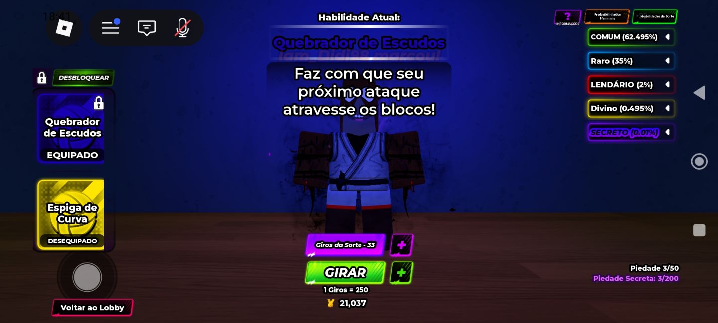 Conta do jogo Volleyball legends da plataforma Roblox com recursos exclusivos