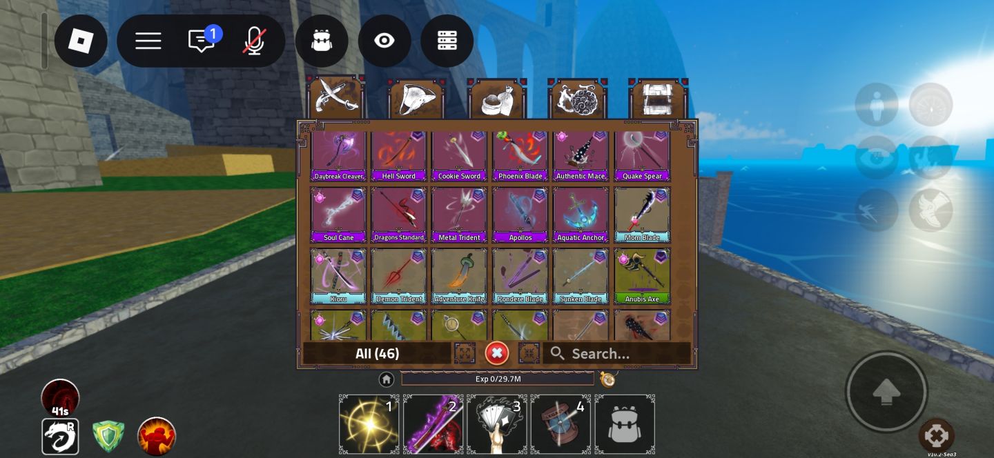 Conta de roblox focada em blox fruits,aotr,fish e muitos mais jogos