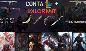 Conta Valorant + LoL | D3 | 67 Skins VAL | 172 Skins LoL | 1K+ Investidos