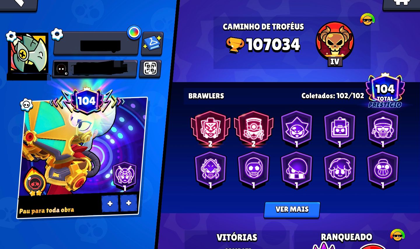 CONTA BRAWL STARS FULL PODER 11+SKINS RARAS
