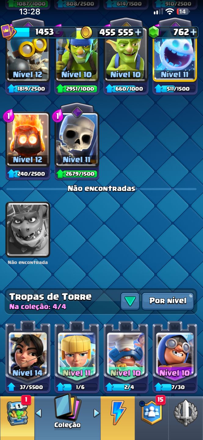 Conta Clash Royale Arena 24 9530 Troféus 762 Gemas 400k Moedas