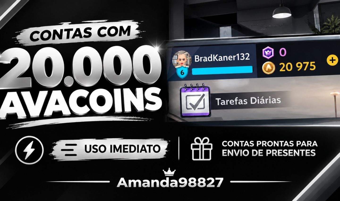 CONTAS COM AVACOINS | NIVEL 6+ COM 20.000 AVACOINS | RECEBA NA HORA