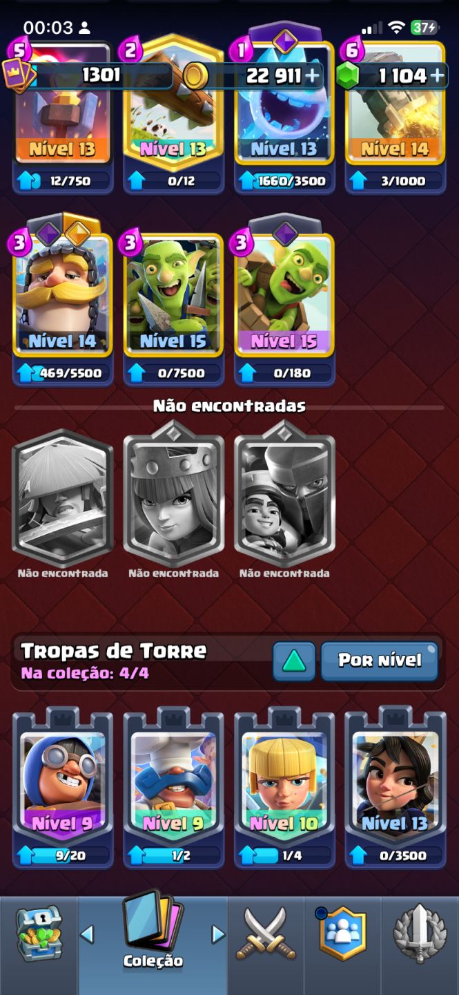 Conta Clash Royale - Arena 22/1104 gemas/2 herois/7 evos