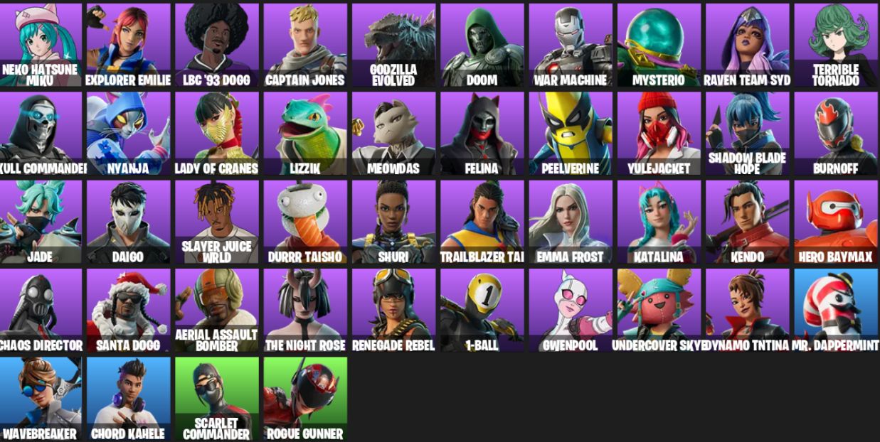 44 SKINS CONTA FORTNITE COM RENEGADE REBEL
