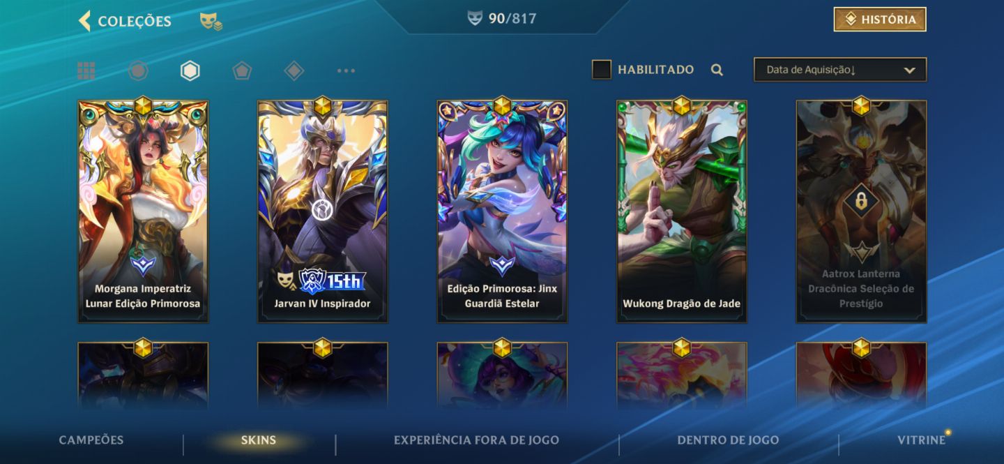 CONTA WILD RIFT -90 SKINS|4 PRESTÍGIO/PRIMOROSA|JARVAN IV MÍTICO | ELITE COLEÇÃO