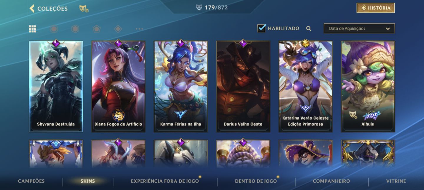 VENDA!!! + 150 SKINS LIMITADAS, MÍTICAS E LENDÁRIAS.