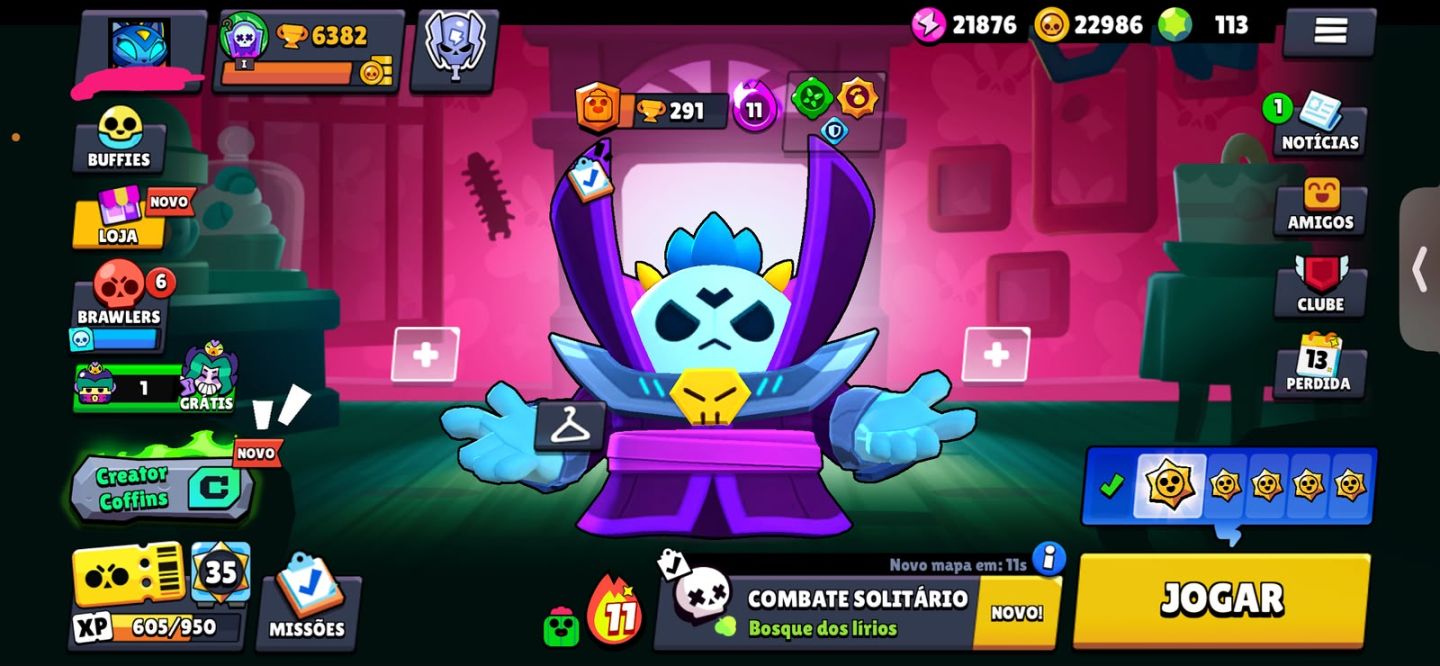 CONTA DE BRAWL STARS DE 2022 COM SPIKE DAS TREVAS E TICK MECHAGHIDORAH