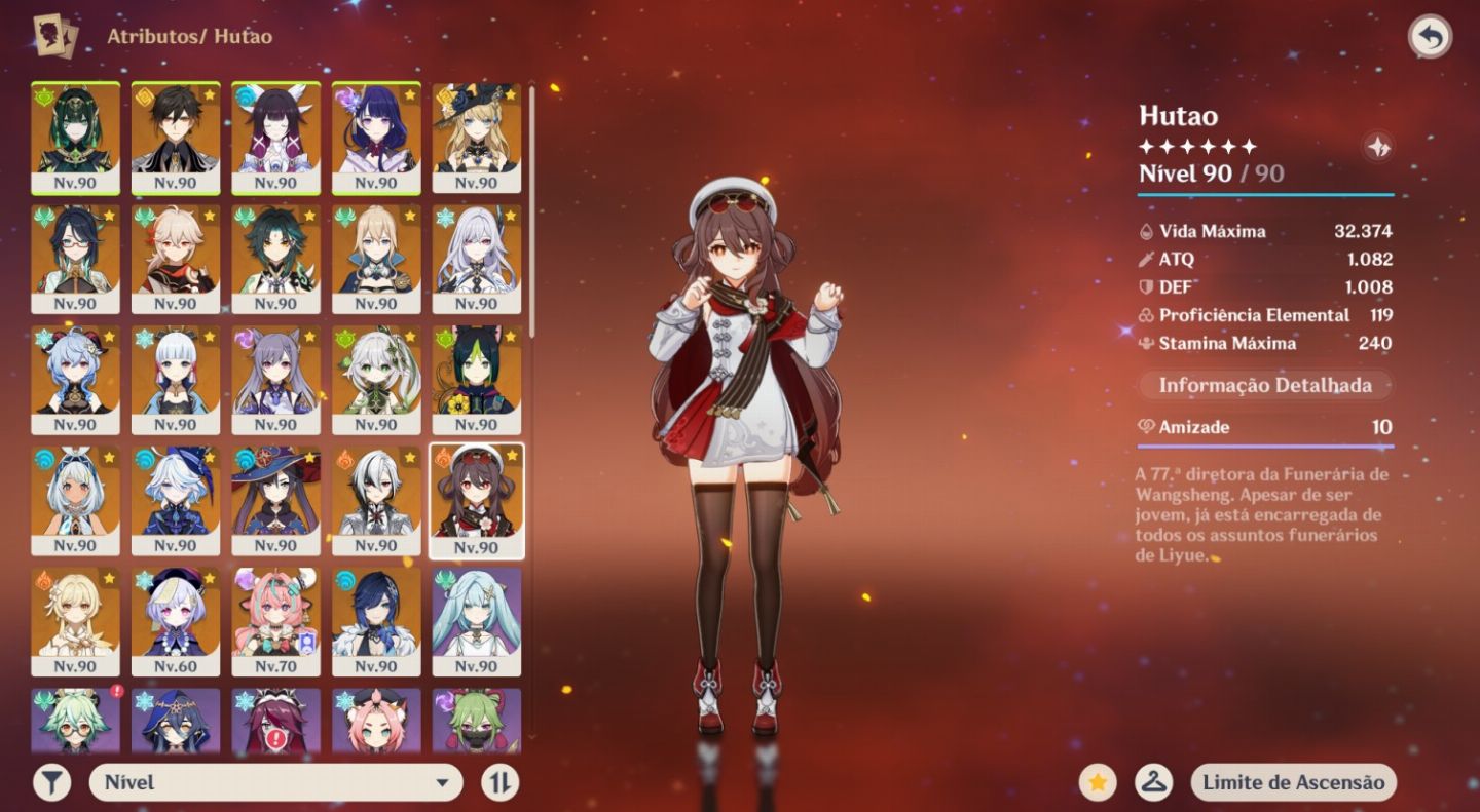 CONTA GENSHIN IMPACT AR60 HUTAO C4+BIS+SKIN, YELAN C2+SKIN+BIS E MUITO MAIS