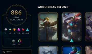 Quase 900 SKINS, esmeralda todos os campeões