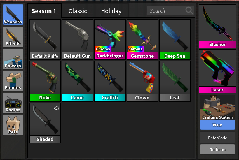 Murder Mystery 2 Chromas / Uniques / Godlies