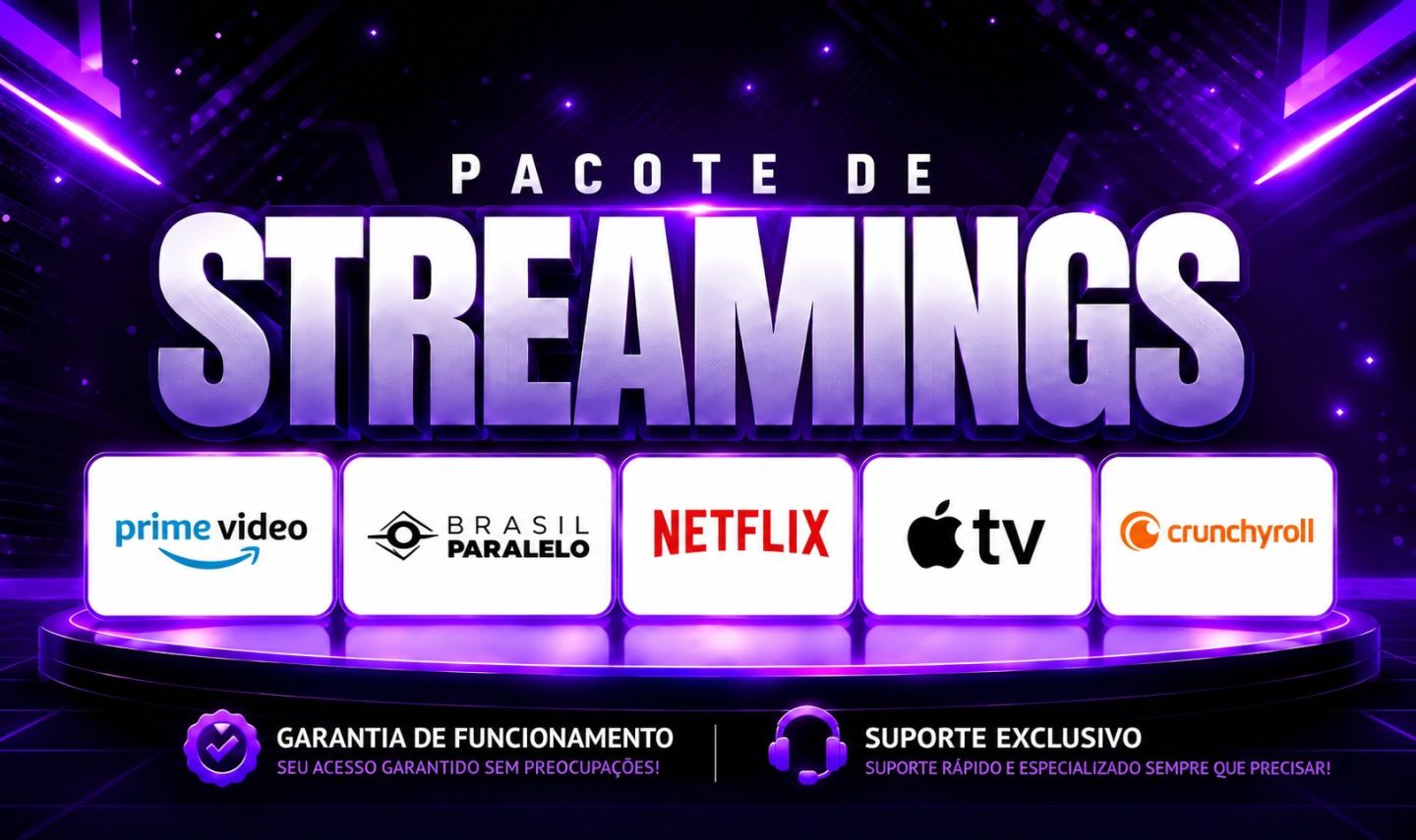 COMBO NETFLIX / PRIME VIDEO / BRASIL PARALELO / CRUNCHROOL E APPLE TV