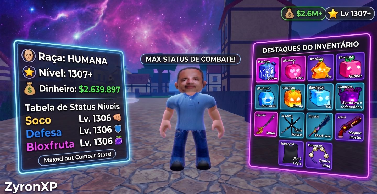 CONTA BLOX FRUIT IMPERDÍVEL | LV 1307+ | STATUS MAXIMIZADOS | INVENTÁRIO TOP