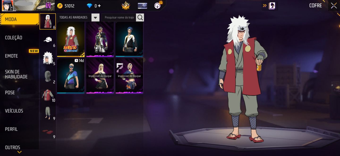 CONTA FREE FIRE COM CONJUNTO JIRAIYA | XM8 TERRA DOS SONHOS | UMP BOOYAH