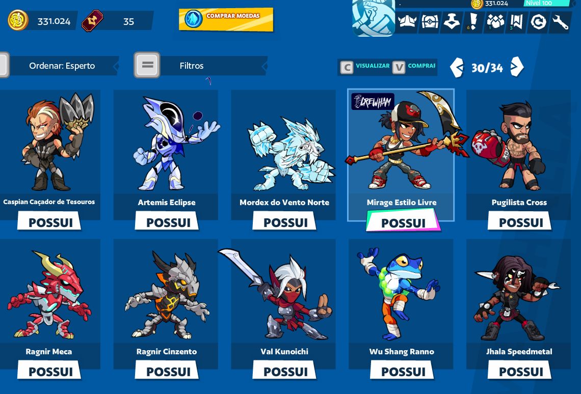 CONTA BRAWLHALLA COM 8 CROSSOVERS + SKINS + TODOS OS LEGENDS