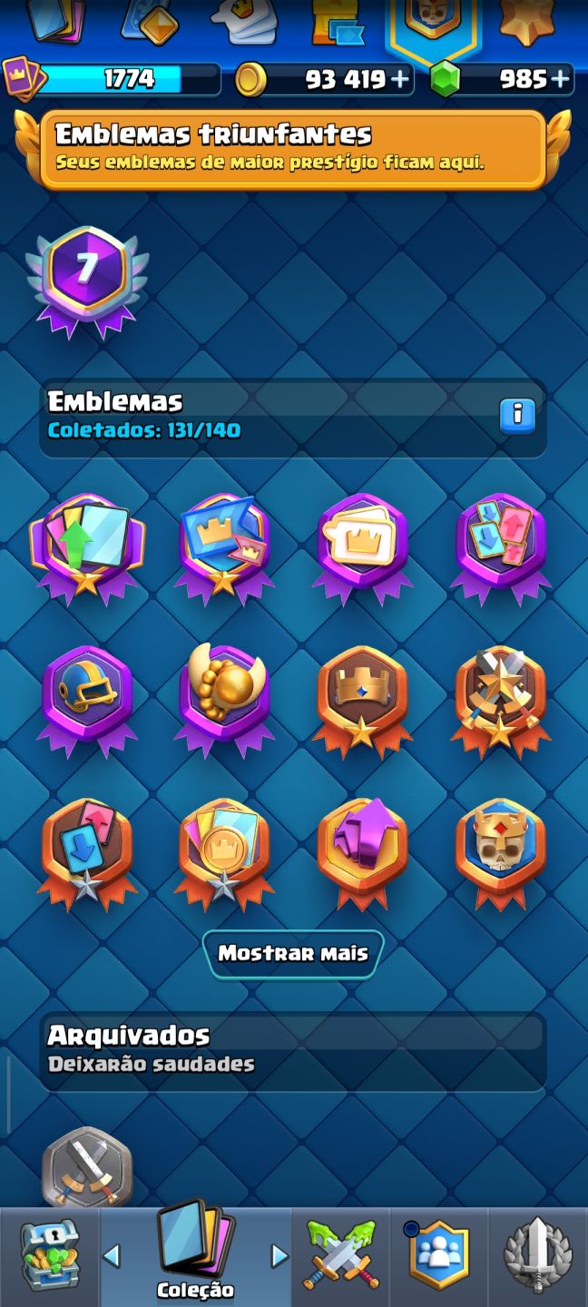 Conta de Clash Royale antiga nível 16