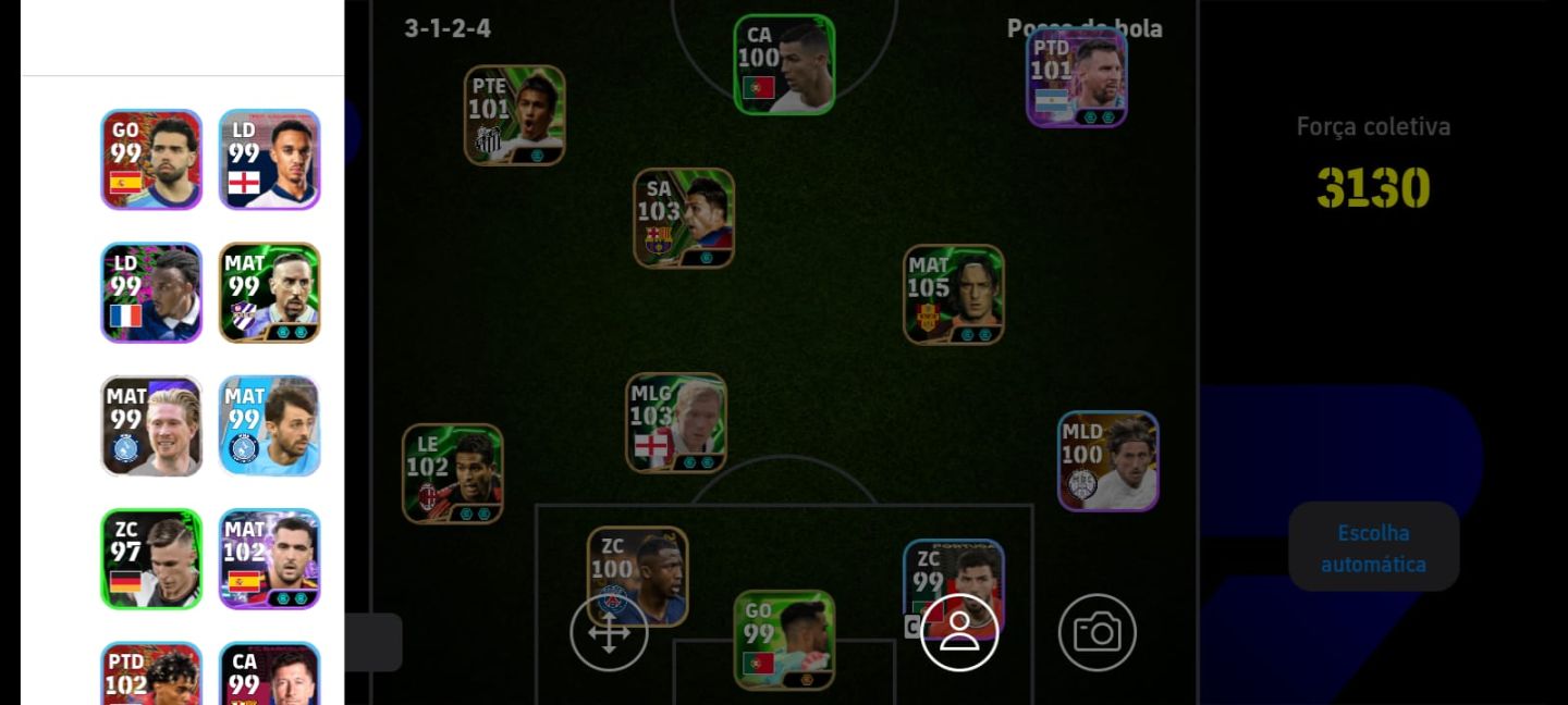 CONTA EFOOTBALL / FORÇA 3130 / TOTTI 105+SCHOLES 103+NEYMAR 101+TEC. CRUYFF!