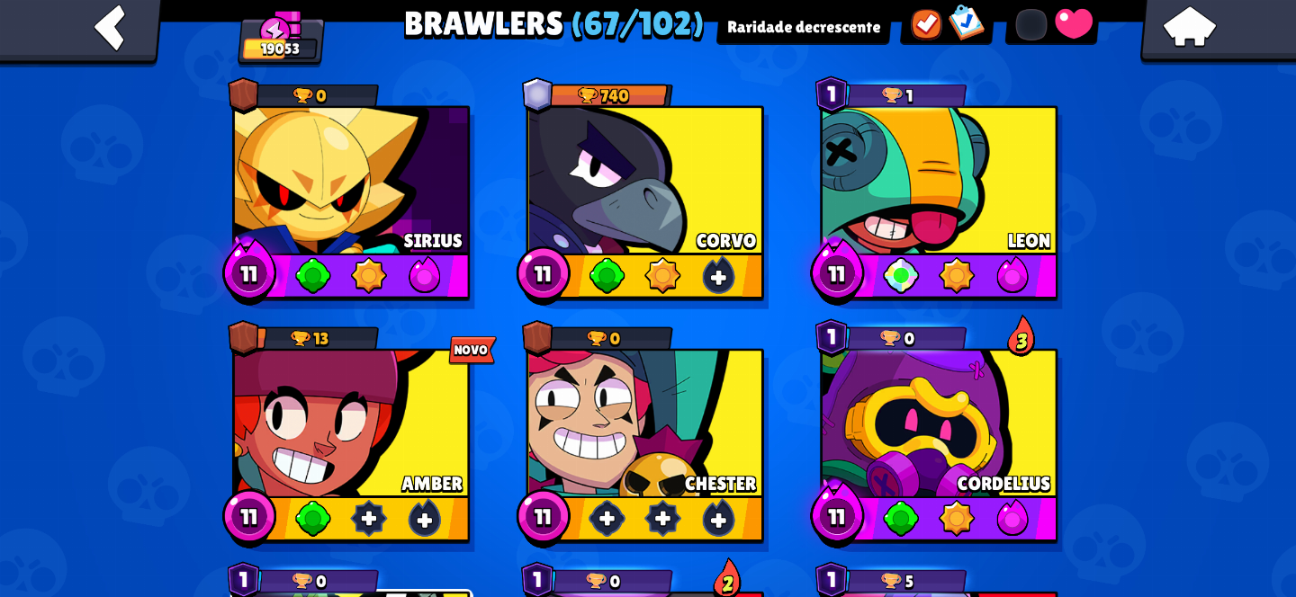 CONTA BRAWL STARS 19K | 67 BRAWLERS | 6 LENDÁRIOS + 1 ULTRALENDÁRIO (SIRIUS)