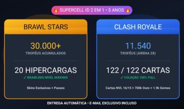 SUPERCELL ID: BRAWL STARS 30K (20 HIPER) + CLASH ROYALE 11.5K FULL CARTAS