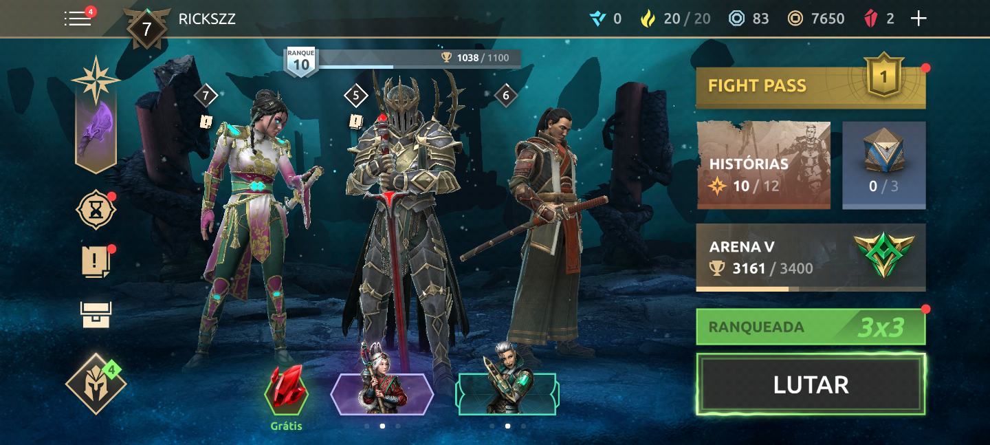 CONTA ANTIGA DE SHADOW FIGHT ARENA, COM LENDÁRIOS DO META