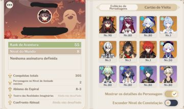 Conta genshin impact AR 55 com ODETTE