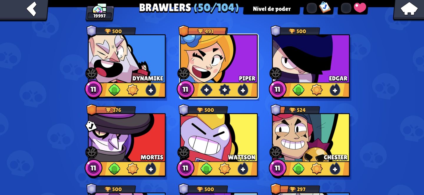 Conta Brawl Stars 19K Troféu | 50 Brawlers 3 lendário | 34 skins