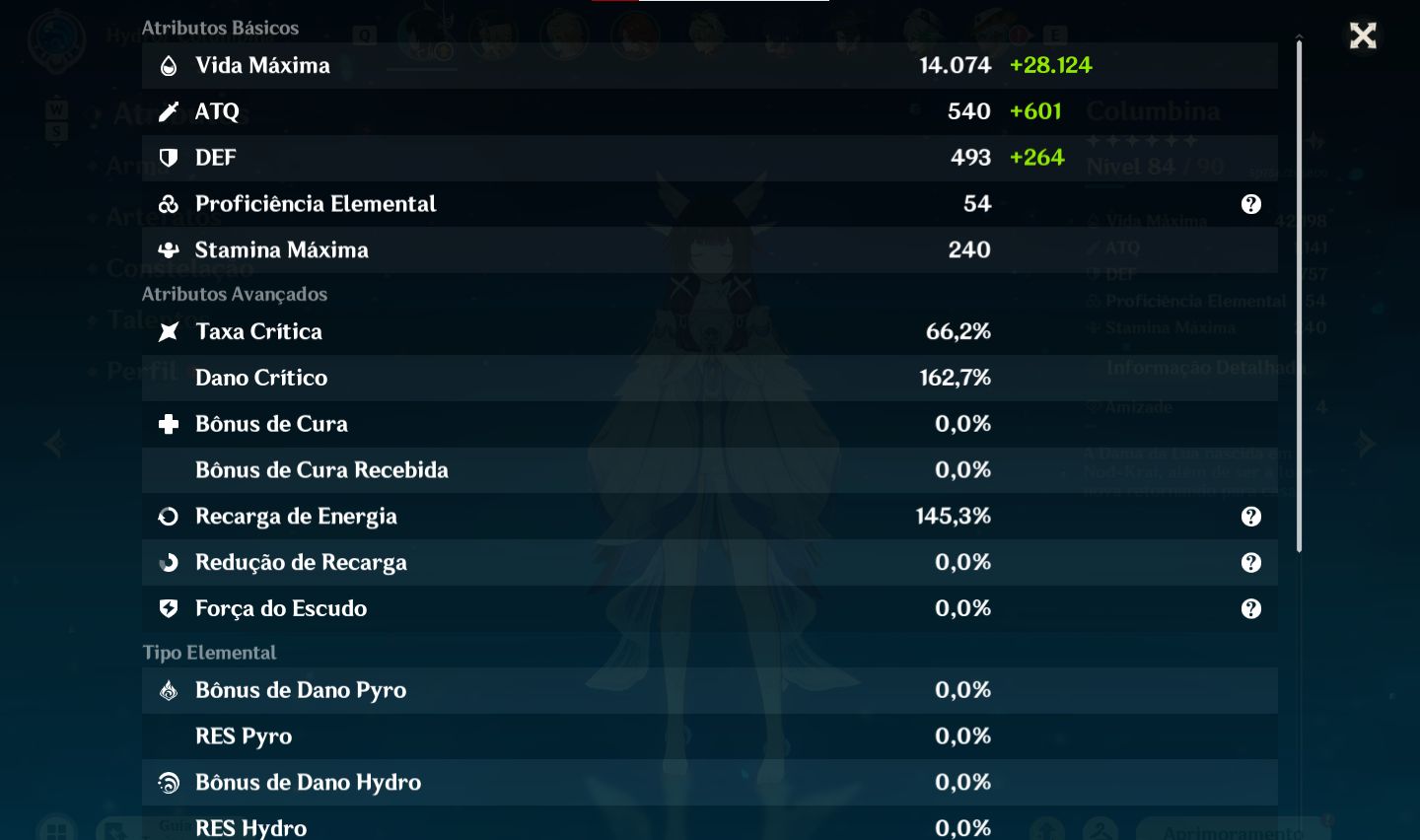 Conta Genshin com Mavuika + Columbina C1