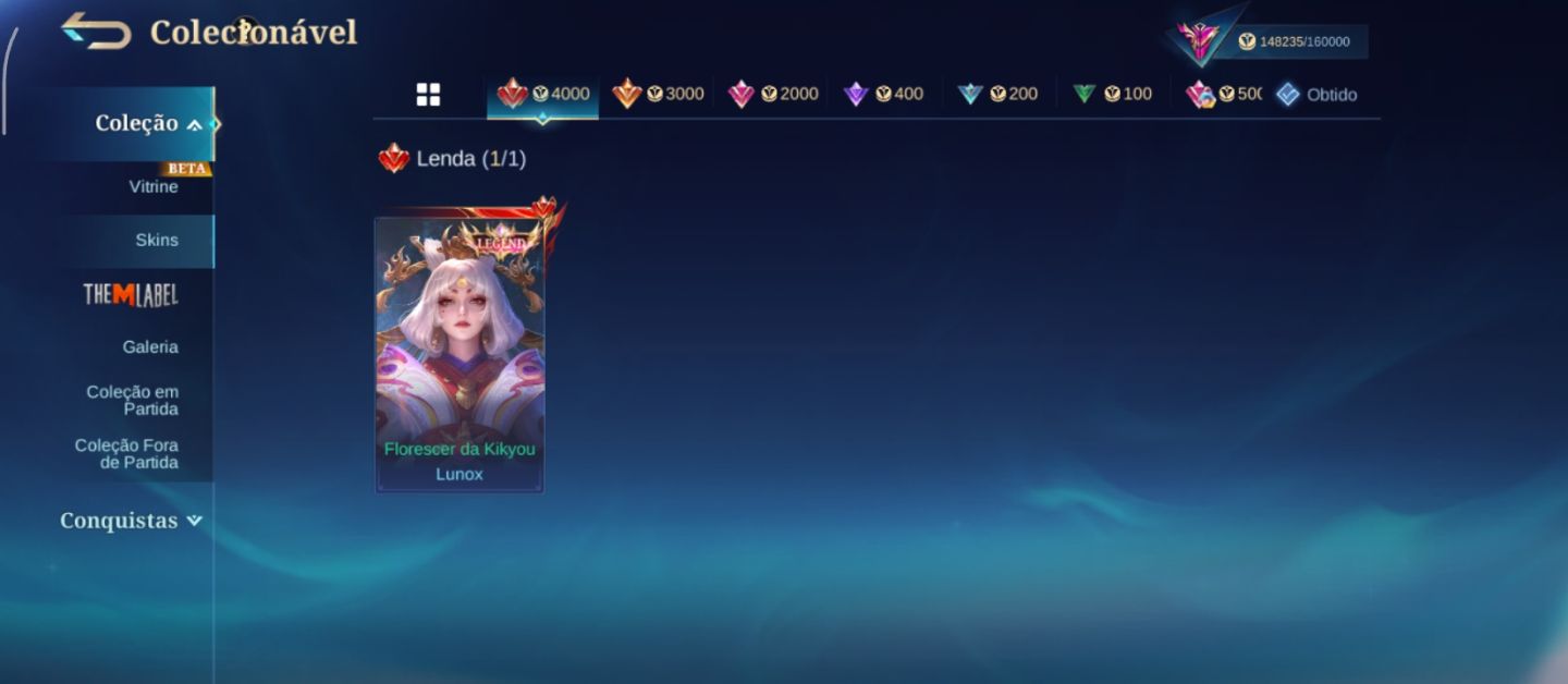 Legend Lunox - 463 Skins - Full herói e emblemas - líder de clã nível 10