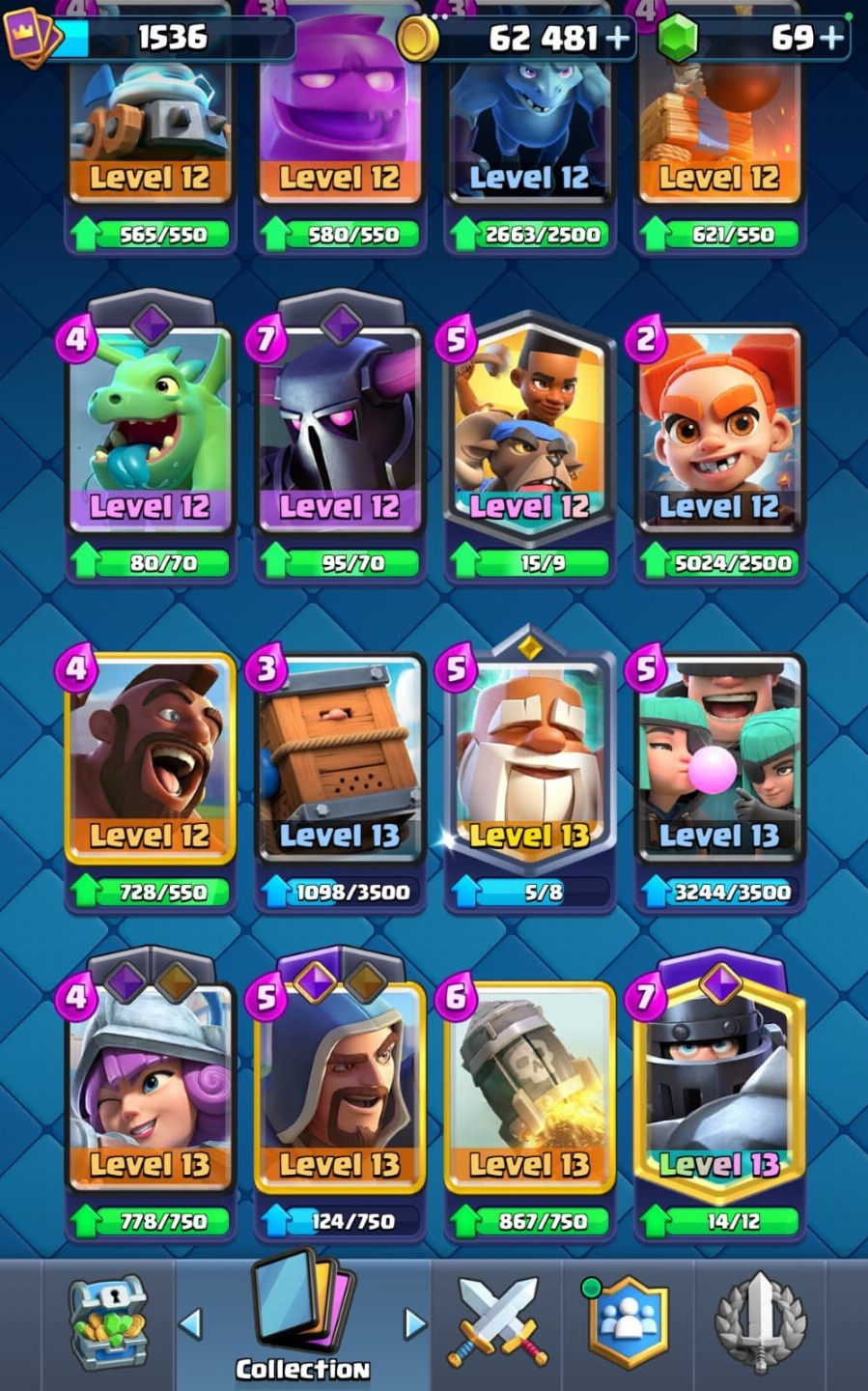 Conta de Clash Royale com torre nível 16 e deck de xbow upado