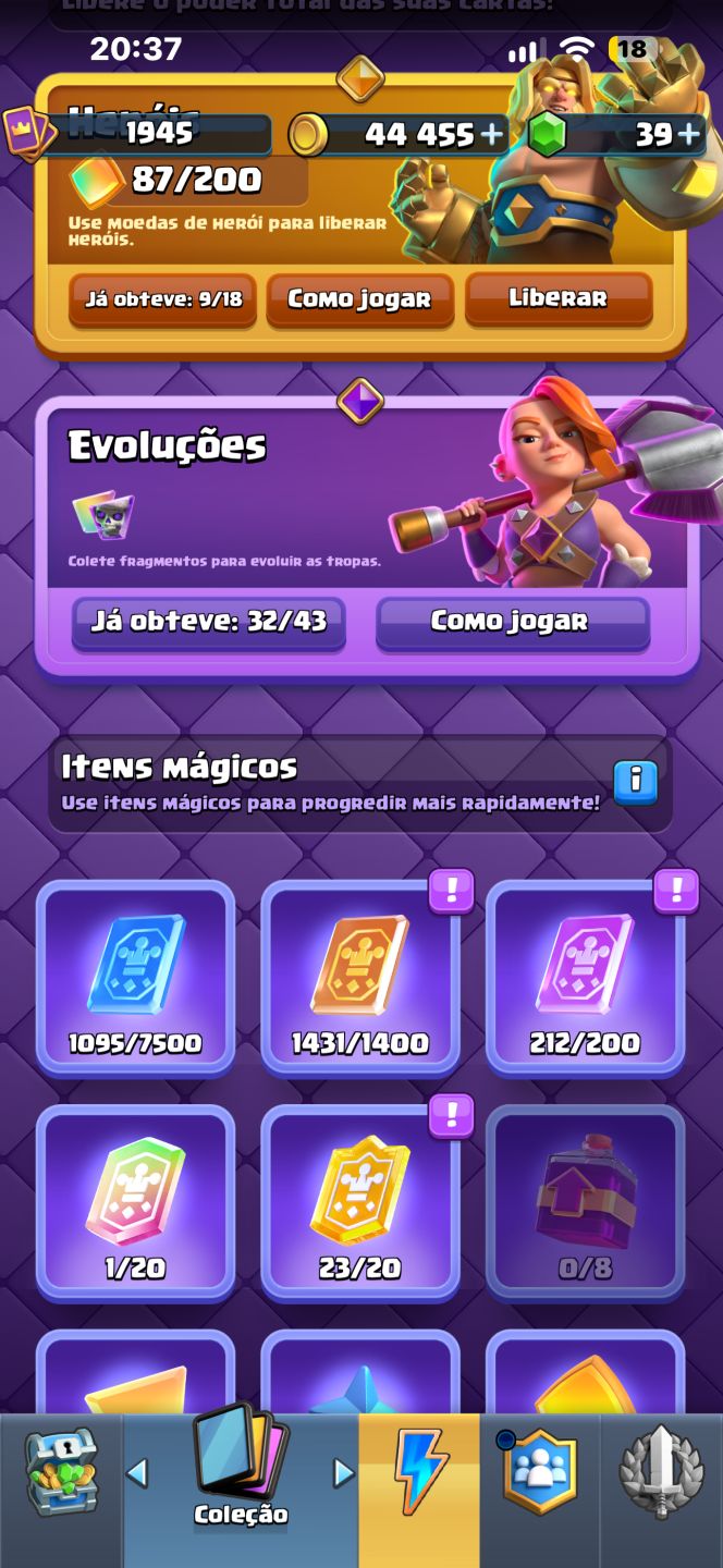 CONTA CLASH ROYALE ENDGAME | VÁRIAS CARTAS NÍVEL 16 MÁX. | 32/43 EVOLUÇÕES