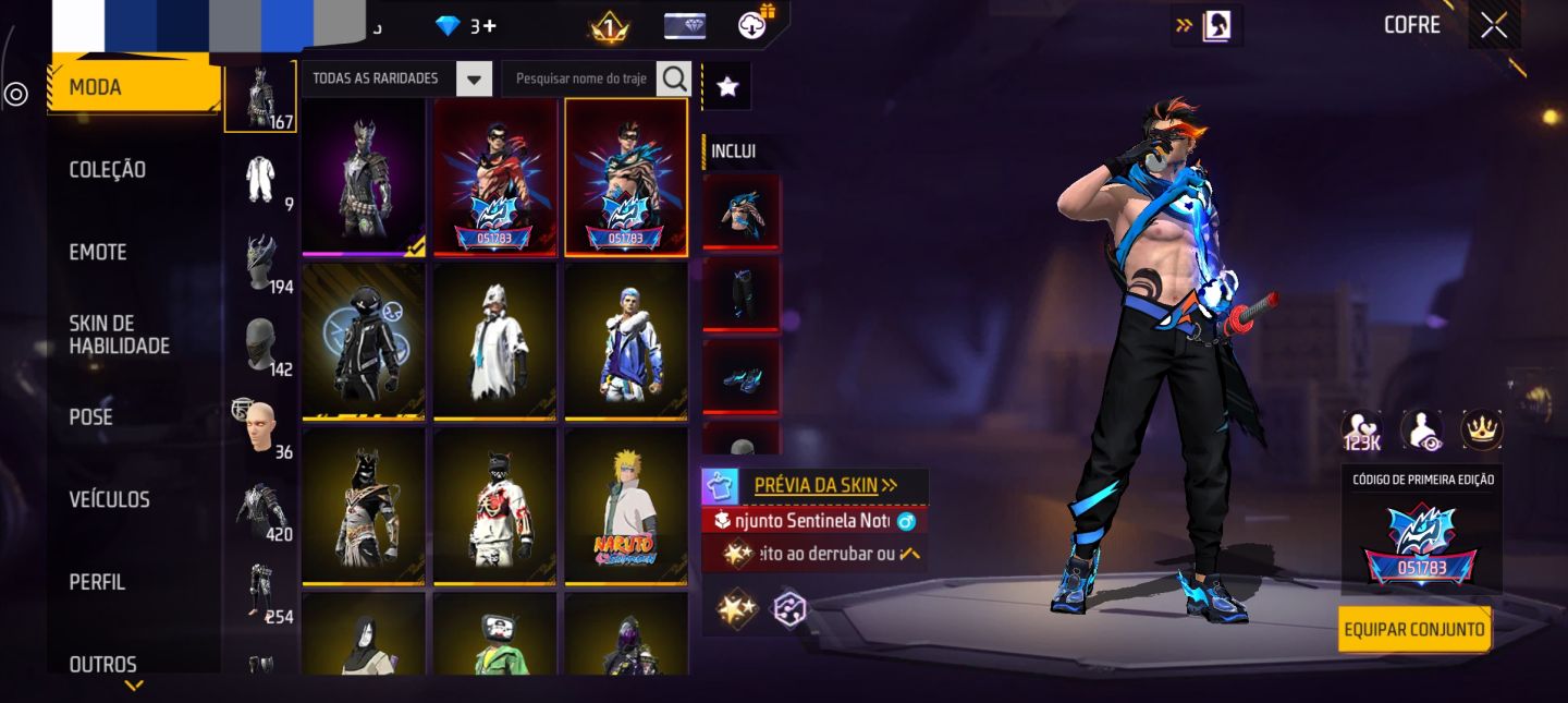 CONTA FF PARA SAIR RAPIDO | NARUTO | VIGILANTE E OUTRAS SKINS RARAS