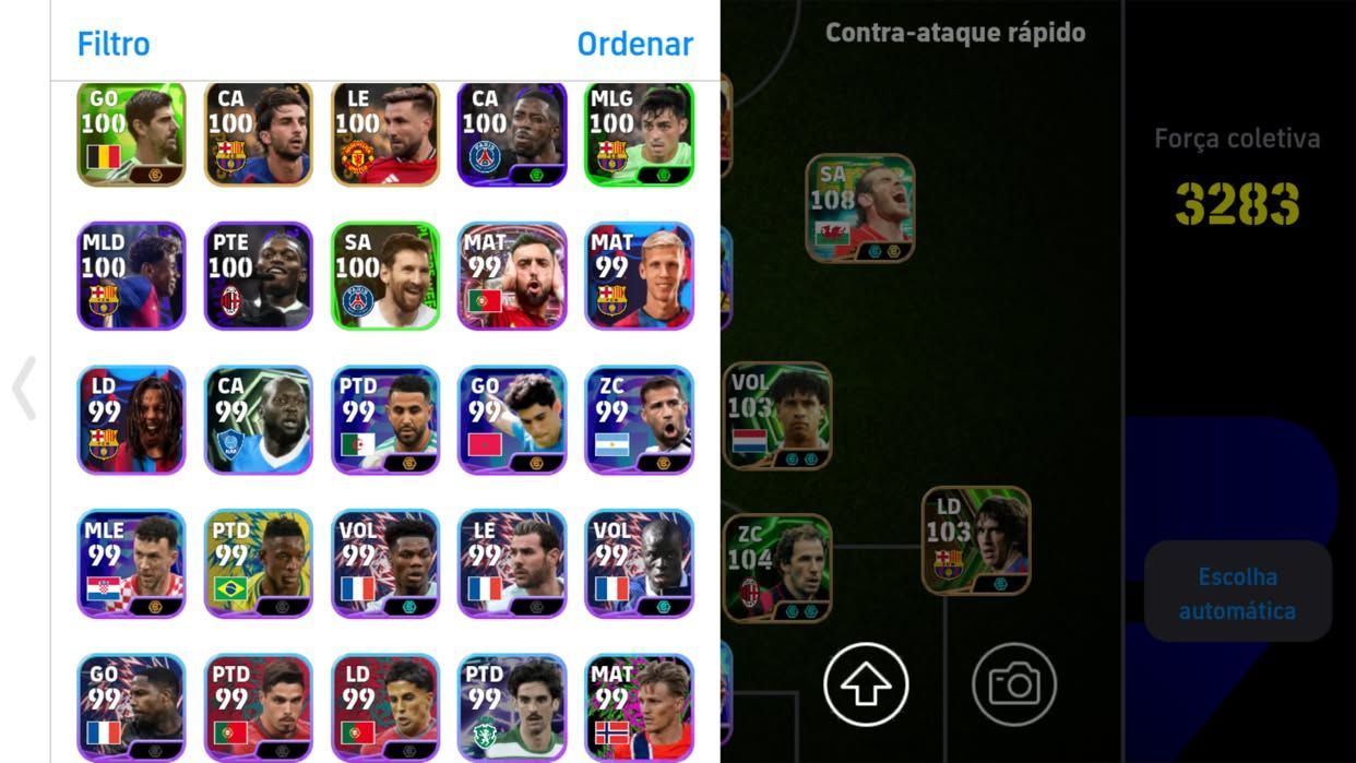 Conta de Efootball Braba do CR7,MESSI,KVARA BLITZ,BALE FORÇA COLETIVA MAX 3284+