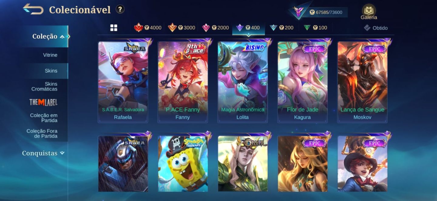 CONTA MOBILE LEGENDS IMORTAL +105 ESTRELAS E +200 SKINS