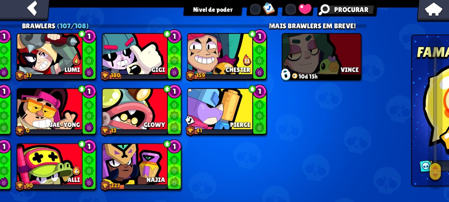 Brawl stars conta 59k muitas skins e brawlers upados