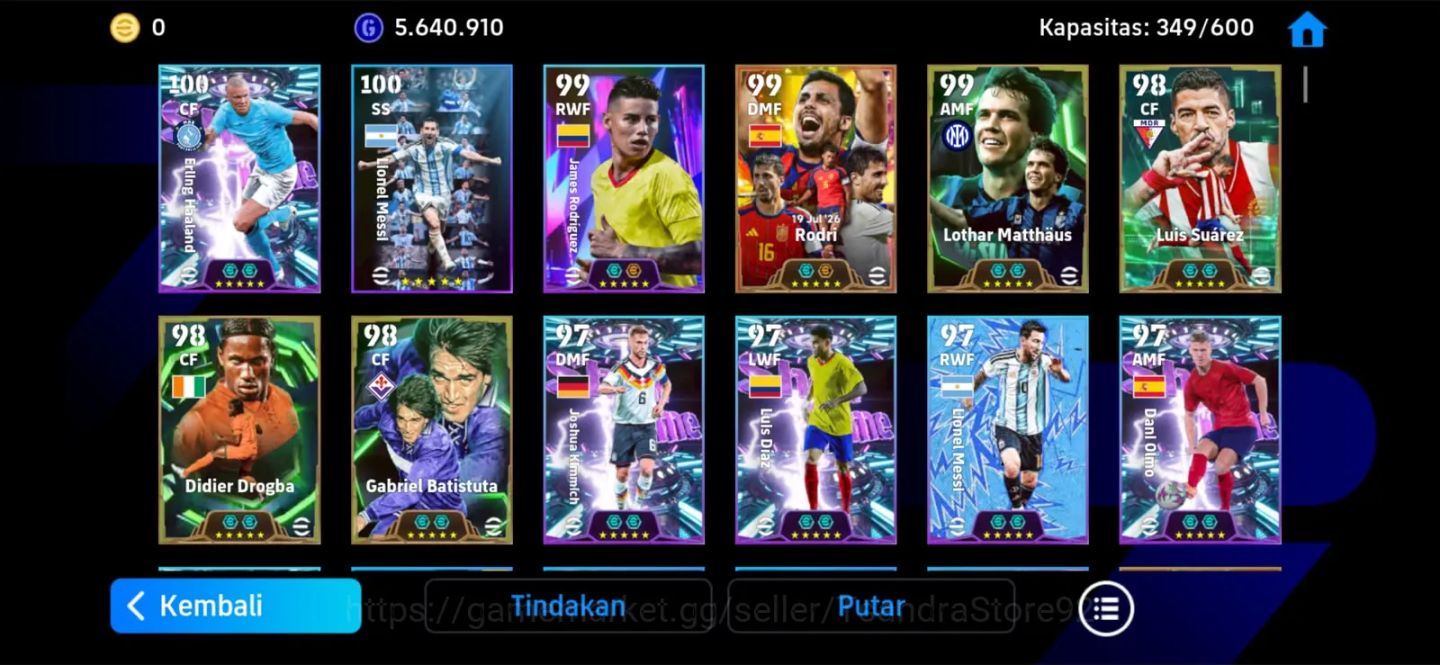 CONTA TOP EFOOTBALL 3217 FC RODRI 107 + HAALAND 106 +MATTHÄUS 105 + BECKENBAUER