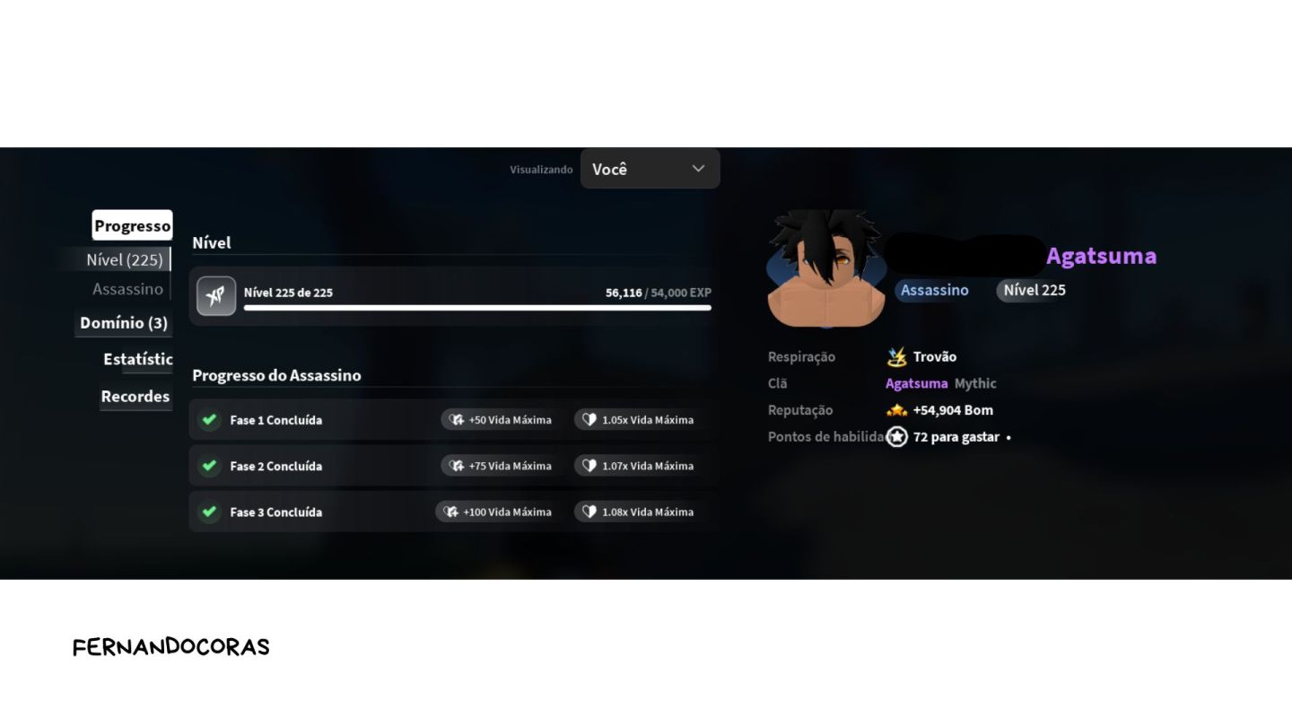 [Slayers 2, Project Slayer 2] Conta Level Max com Clã Mítico Agtsuma+ Nightfall