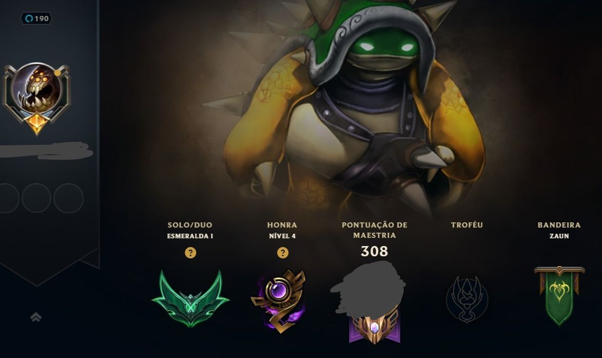 Conta de lol com rammus rei esmeralda 4 com mmr de diamond/mestre