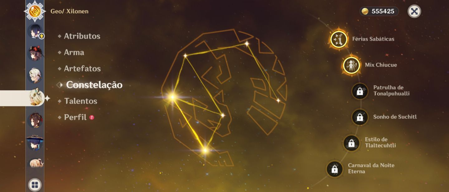 Conta Genshin Impact com vários personagens T5 incluindo os TOp meta DPS.
