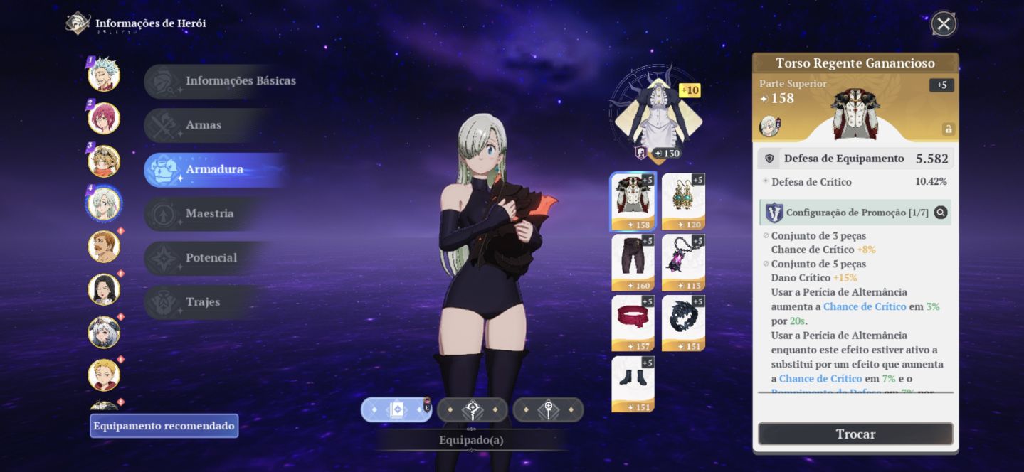 BAN P10, MERLIM P10, MELIODAS P9, ELIZA P6, GOWTHER P6, CONTA FULL END GAME