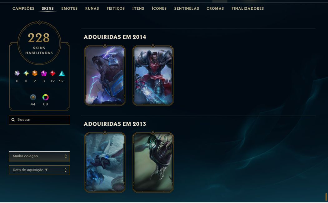 Contas LoL 2013 e 2015