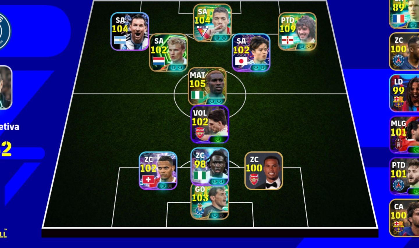 CONTA EFOOTBALL | FORÇA 3162 | MESSI 104 | ELENCO 100+ | TIME MUITO FORTE