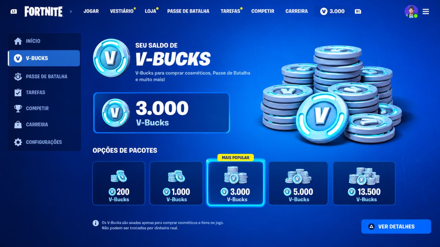 CONTA FORTNITE COM V-BUCKS | 200 ATÉ 3000 V-BUCKS