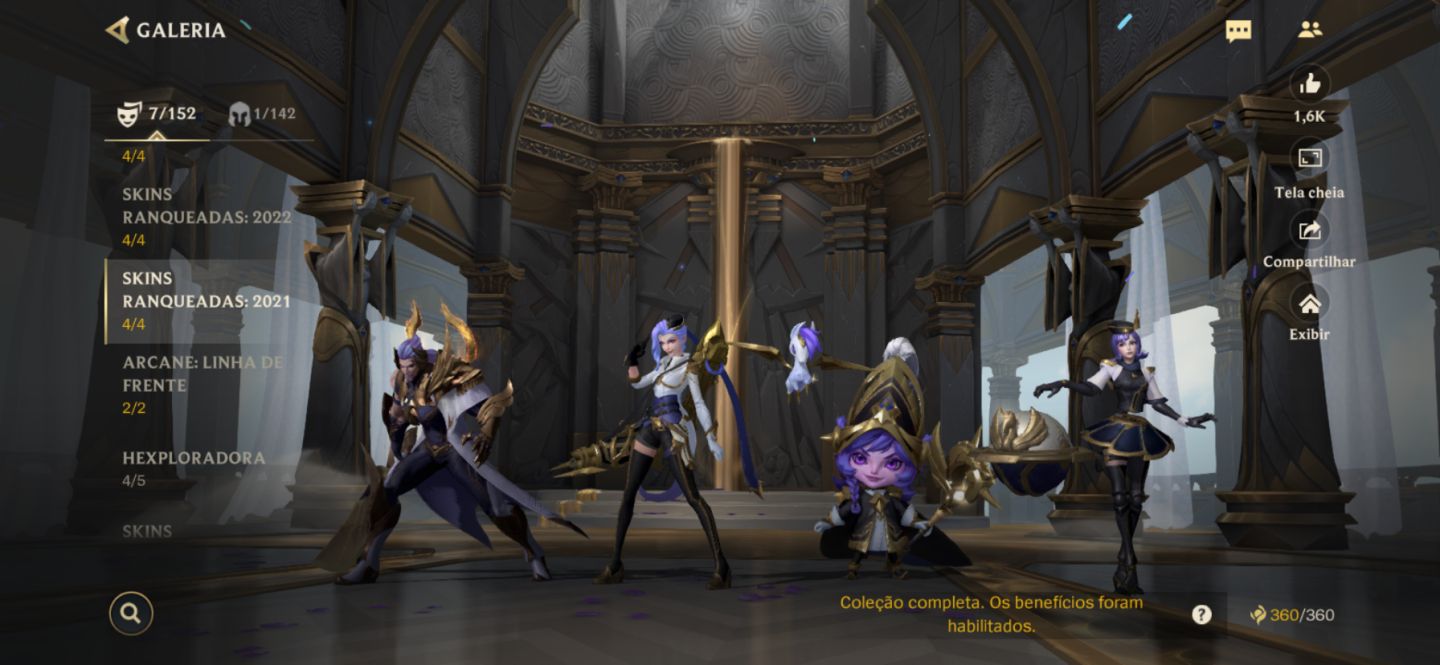 Conta Wild Rift com 125 skins e todas do passe ranked