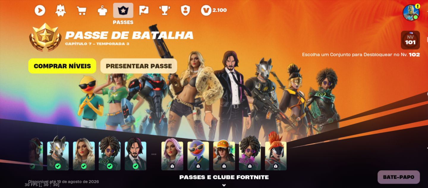 SUBO/UPO SEU PASSE DE BATALHA NÍVEL 0-200 (ALTA DISPONIBILIDADE) - FORTNITE