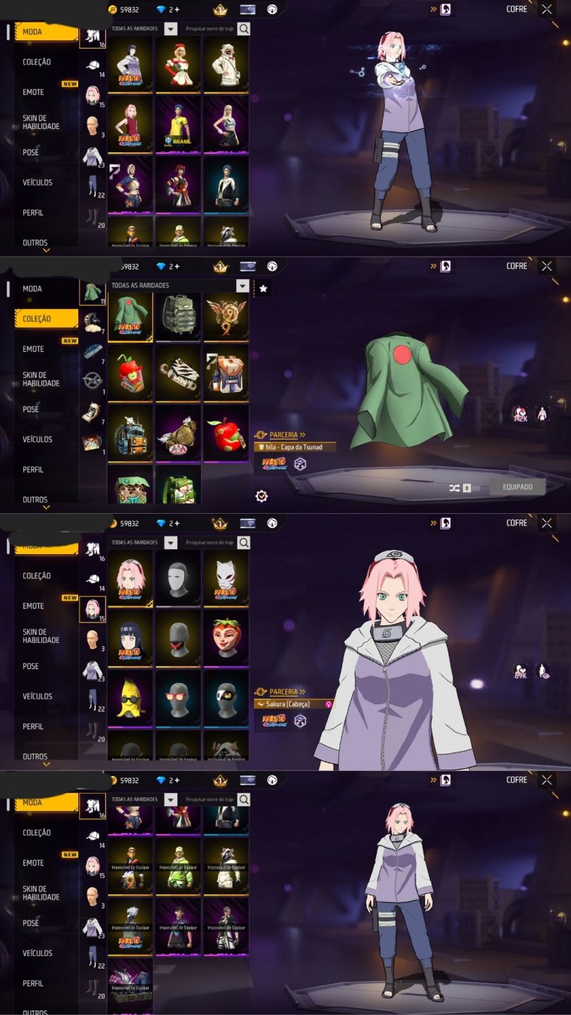 CONTA FREE FIRE NÍVEL 34 COM VÁRIAS SKINS, ITENS, ARMAS E TROCA NICK!