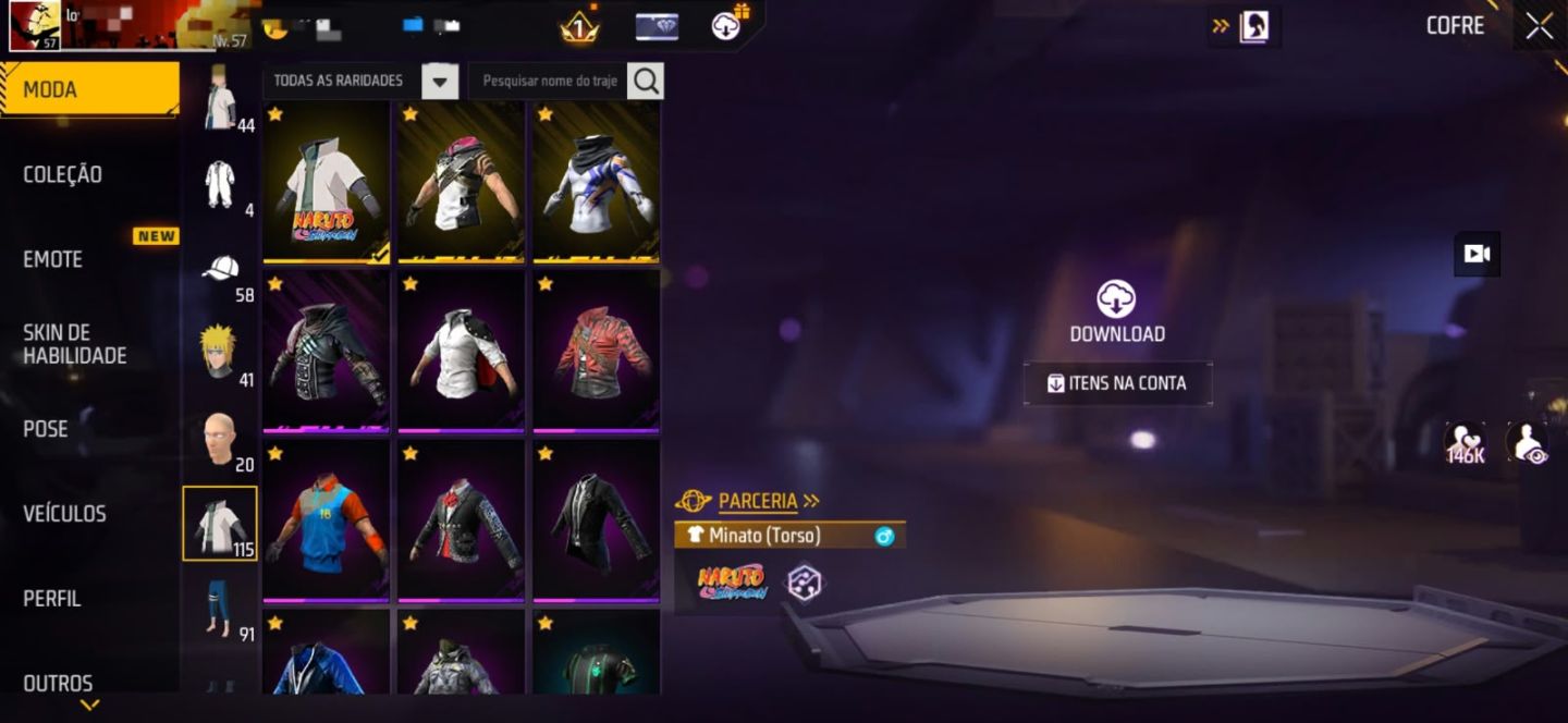 Conjunto Minato + Punho Soberano + UMP, MP40 e XM8 Atributadas Permanentes