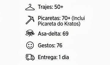 Conta de Fortnite, mais de 50 a 70 skins e a picareta do Kratos inclusa.