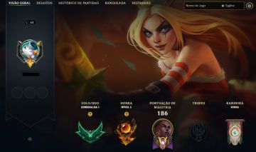 Conta LoL Peak Mestre 69 PDL | Esmeralda 1 | Honor 5 | algumas skins | Nível 68